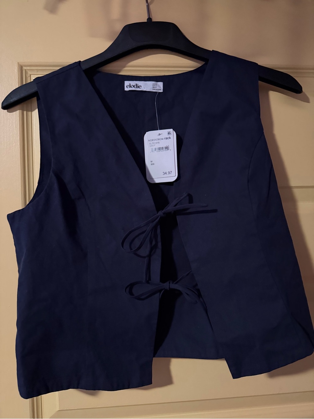 Elodie Navy Tie-Front Sleeveless Vest